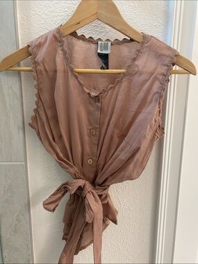 LUNN Dusty Rose Tie-Front Sleeveless Camisole Top